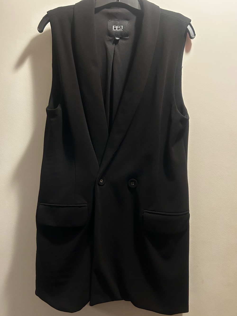BBJ Sleeveless Double-Breasted Black Blazer Vest